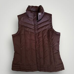 Athletic Works Brown Down Vest Winter Stand Up Collar Size M